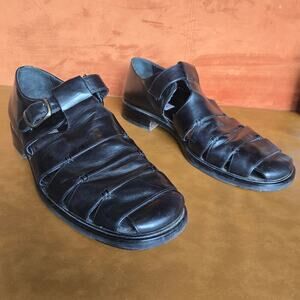 Mezlan Mens Fisherman Sandals Size 12 Diablo Black Leather Made in Spain Classic